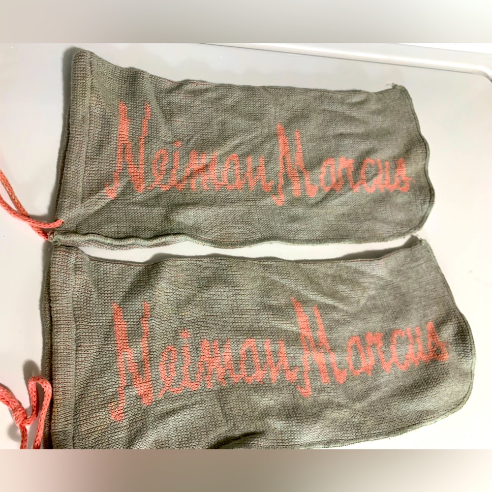 Vintage Neiman Marcus Knit Shoe Cover Bags For Storage Travel dust bags 1 set‎
